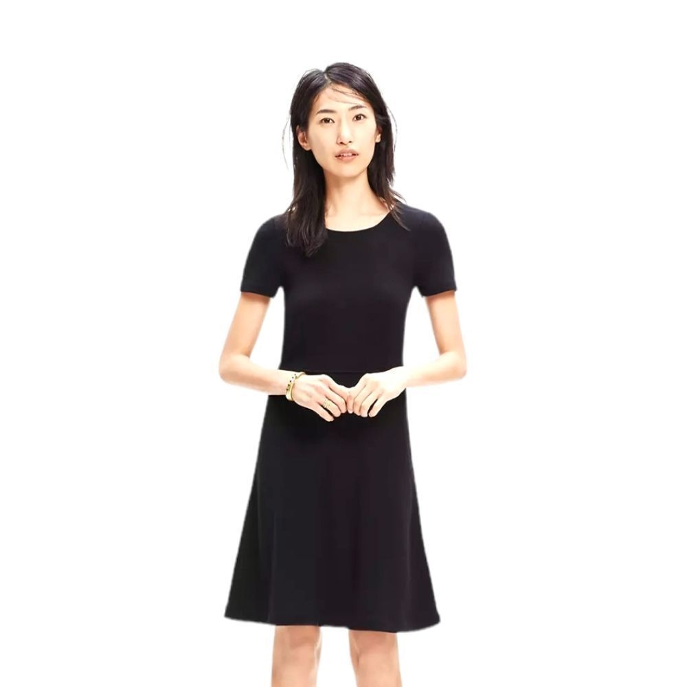 Madewell NWT Black Stretch Knit Swing Mini Dress Size Large
